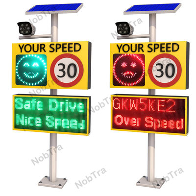 Detection Range Up To 150 Meters Speed Aware Radar Speed Signs Solar Battery Powered Weatherproof IP54 For Road Speed Control