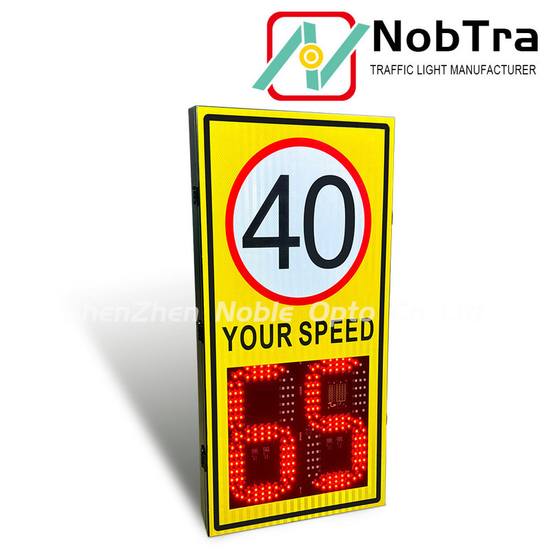 Weatherproof IP 54 Radar Feedback Sign Solar Featuring Radar Working Frequency 24.125GHZ and Speed Limit 1 to 99kmh for Road Speed Control